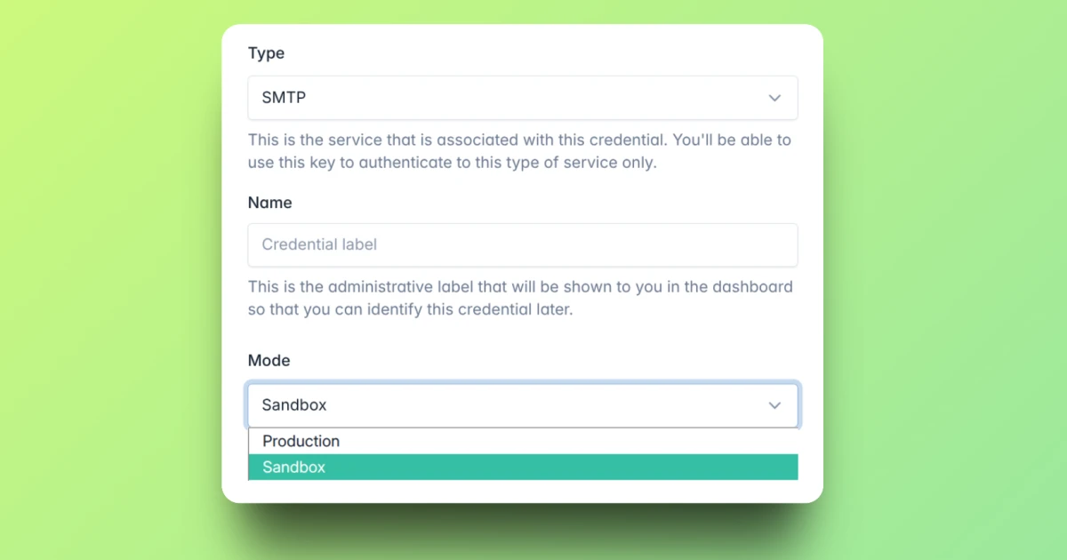 Sandbox credentials help AhaSend customers with email integration and testing